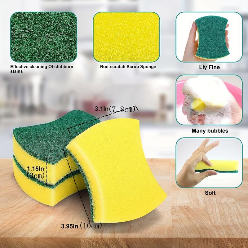 8 16 32pcs, 8 16 32-Piece Multifunctional Cleaning Sponge: Double-Sided Scouring Pad for Kitchen, Dishwashing, and Household Cleaning