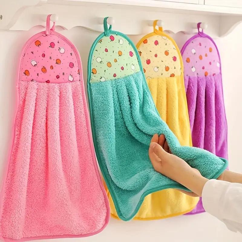 Random Color Coral Fleece Hand Towel, 10pcs set Colorful Soft Absorbent Towel, Hanging Handkerchief for Bathroom Kitchen Dormitory Hotel Salon