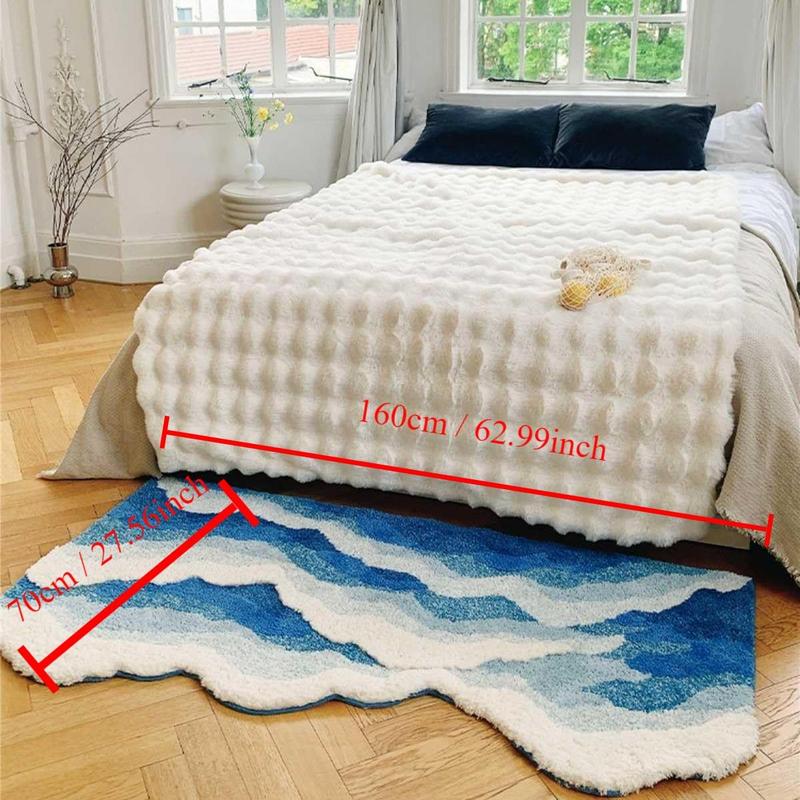 Wave Pattern Bathroom Rug, Multi-size Non-slip Machine Washable Water Absorption Bath Mat, Art Decorative Carpet for Home Bathroom Hotel Salon Living Room Bedroom