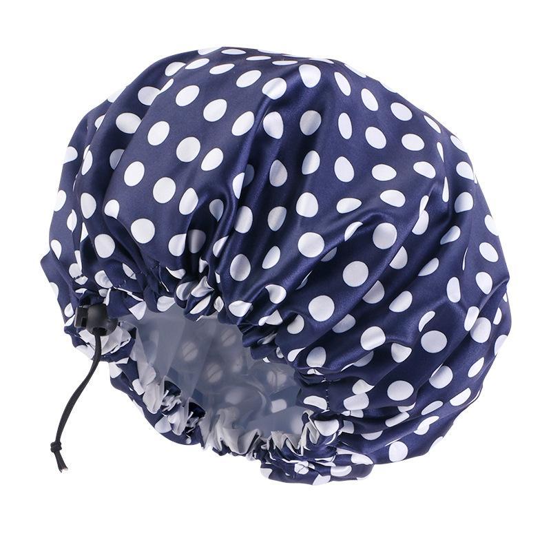 Printed Reusable Shower Cap, 1 Count Waterproof Elastic Shower Cap, Double Layer Shower Cap For Bathroom