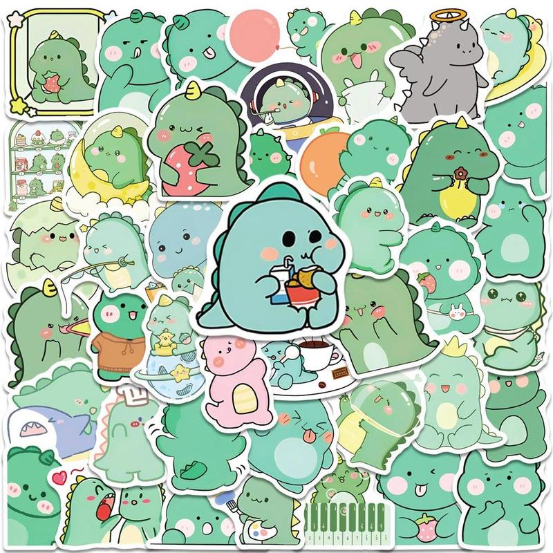 50pcs Cartoon Dinosaur Pattern Graffiti Sticker, Waterproof Self Adhesive Decor Paper, Decor Sticker for Gift Greeting Card Water Bottle Laptop Phone