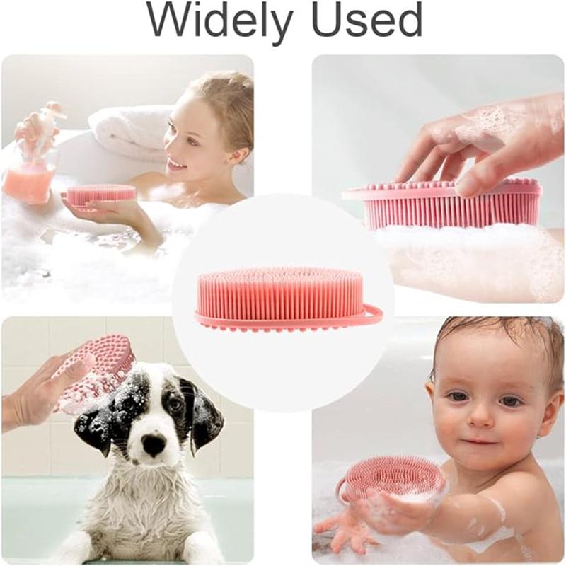 Soft Silicone Body Scrubber 2 PCS Silicone Body Shower, Silicone Loofah 2 in 1 Bath and Shampoo Brush, Body Scrubber Shower Cleaning Exfoliating Use for Sensitive Skin