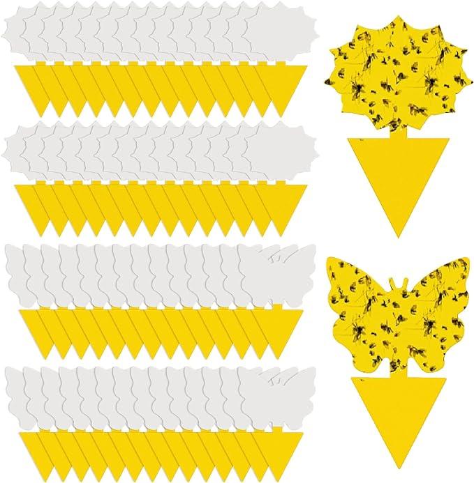 58 Pcs Flying Insect Traps for Plants,Indoors, Outdoors, Kitchen, Yellow Sticky Traps for Fungus Gnat, Fly and Fruit Fly, Flying Insects, Non-Toxic & Odorless, Kid & Pet Safe, Economic Pack