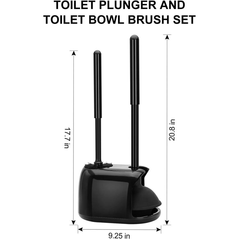 Toilet Brush and Plunger Set, Toilet Plungers for Bathroom Heavy Duty Toilet Bowl Brush and Holder Hidden Toilet Plunger and Brush Set for Deeply Cleaning - Black