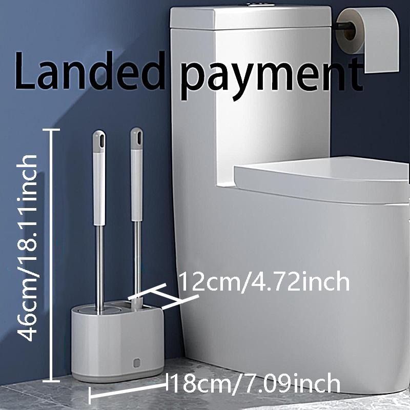 Toilet Brush Set, 3 Counts set Long Handle Toilet Brush with Holder, Toilet Cleaning Brush Set for Home Bathroom Dormitory Hotel