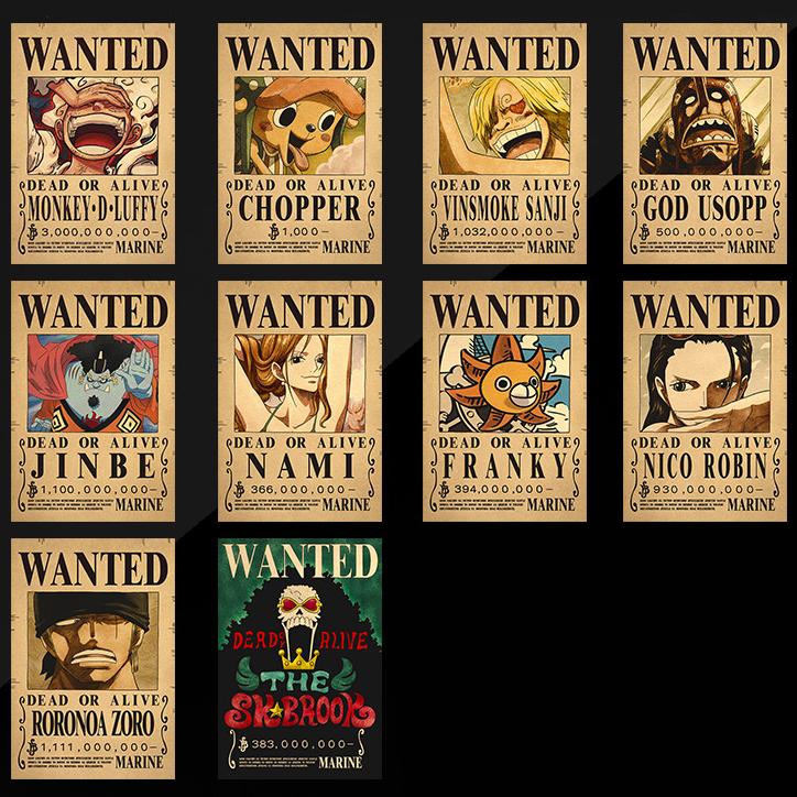 Anime O-P Wanted Poster Straw Hat Pirates Wanted Posters Set