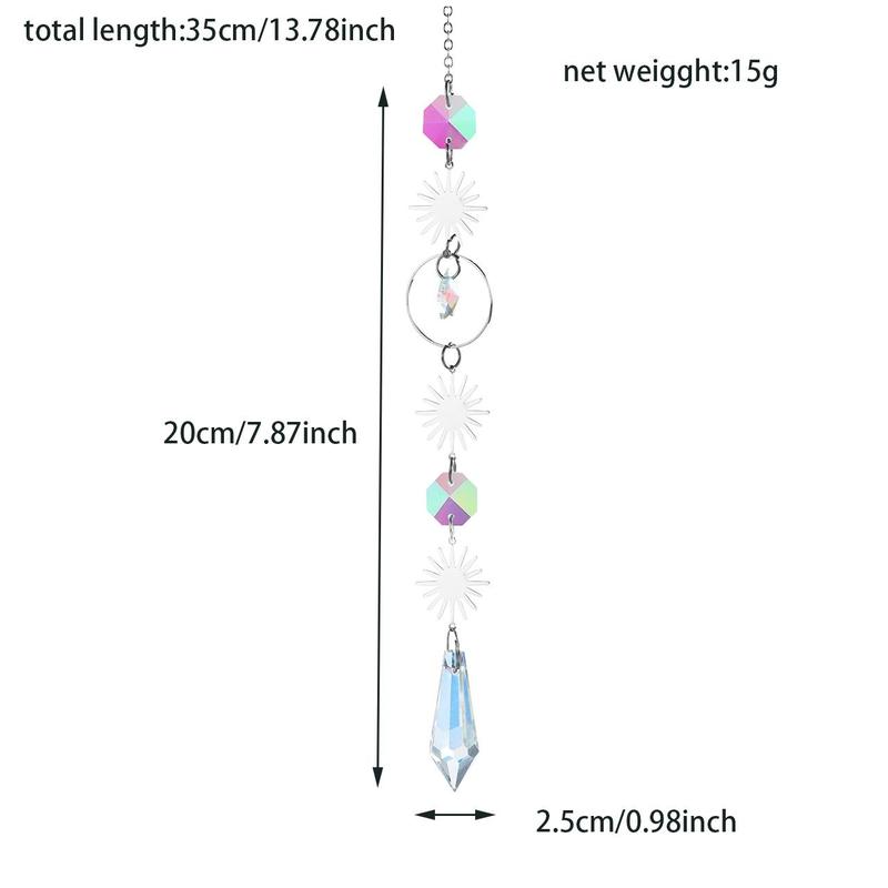 Artificial Crystal Wind Chime, Star & Moon & Planet & Sun Design Hanging Decoration, Hanging Ornament for Home Garden Party, Home Decor