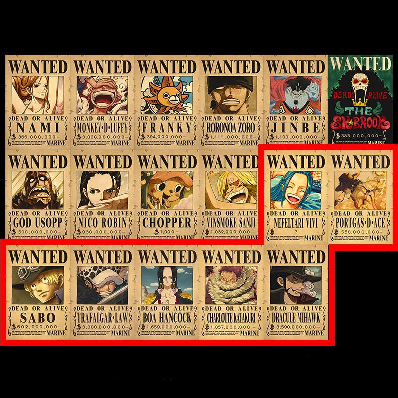 Anime O-P Wanted Poster Straw Hat Pirates Wanted Posters Set