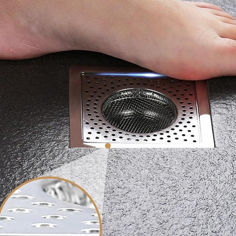 Floor Drain Filter Screen, 1 Count Stainless Steel Floor Drain Strainer, Floor Drain Hair Catcher Cover, Home Essentials, Bathroom Gadgets