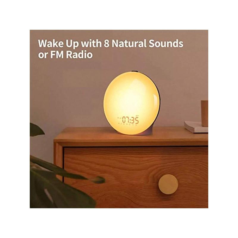 Wake Up Light Sunrise Alarm Clock For People, Heavy Sleepers, Bedroom, With Sunrise Simulation, Sleep Aid, Dual Alarms, FM Radio, Snooze, Nightlight, Daylight, 14 Colors, 7 Natural Sounds, Ideal For Gift