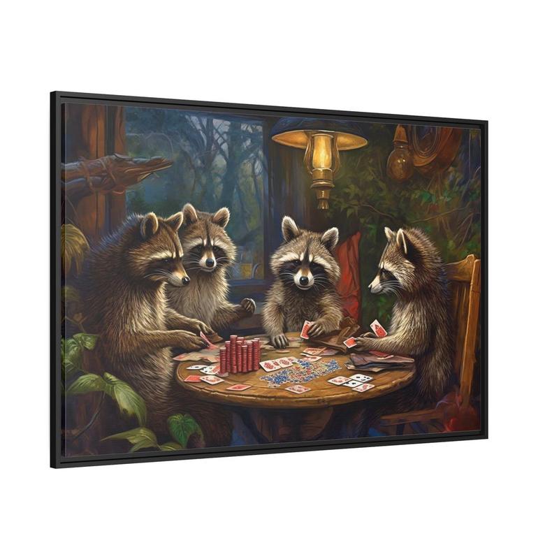 Raccoons Playing Poker - Game Room Wall Art Poker Room Decor Man Cave Unframed