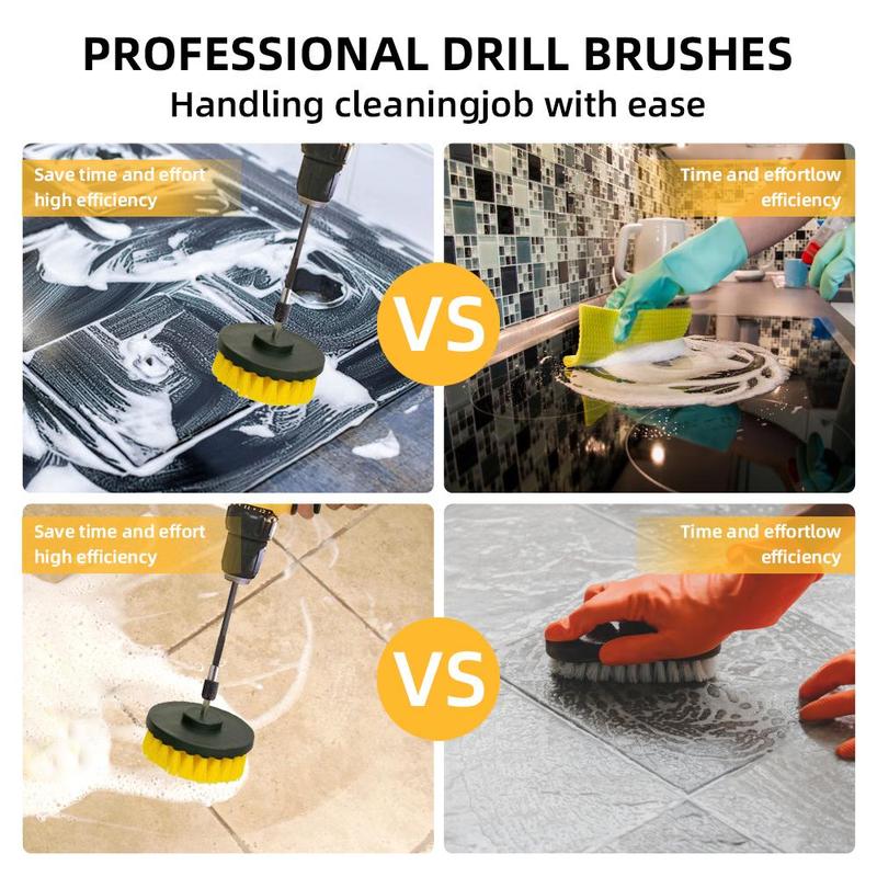 Drill Brush Attachment Set, Power Scrubber Brush Cleaning Kit, Drill Brush Attachment Set Suitable for Bathroom Surfaces, Grout, Floor, Tub, Shower, Tile, Kitchen & Car