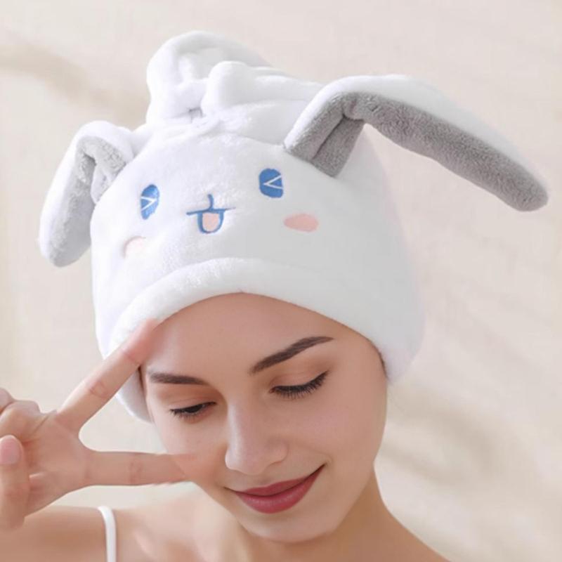 Cute Rabbit Design Hair Drying Towel, 1 Count Reusable Absorbent Hair Towel Wrap, Hair Drying Cap for Women & Girls