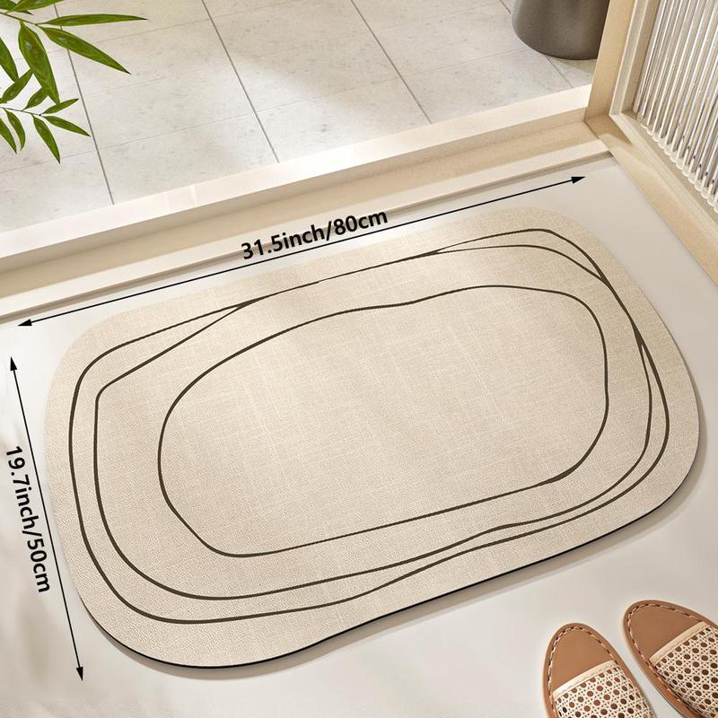 Oval Shaped Bathroom Mat, 1 Count Non-slip Water Absorbent Bathroom Rug, Easy To Clean Mat for Bathroom Toilet Doorway Office