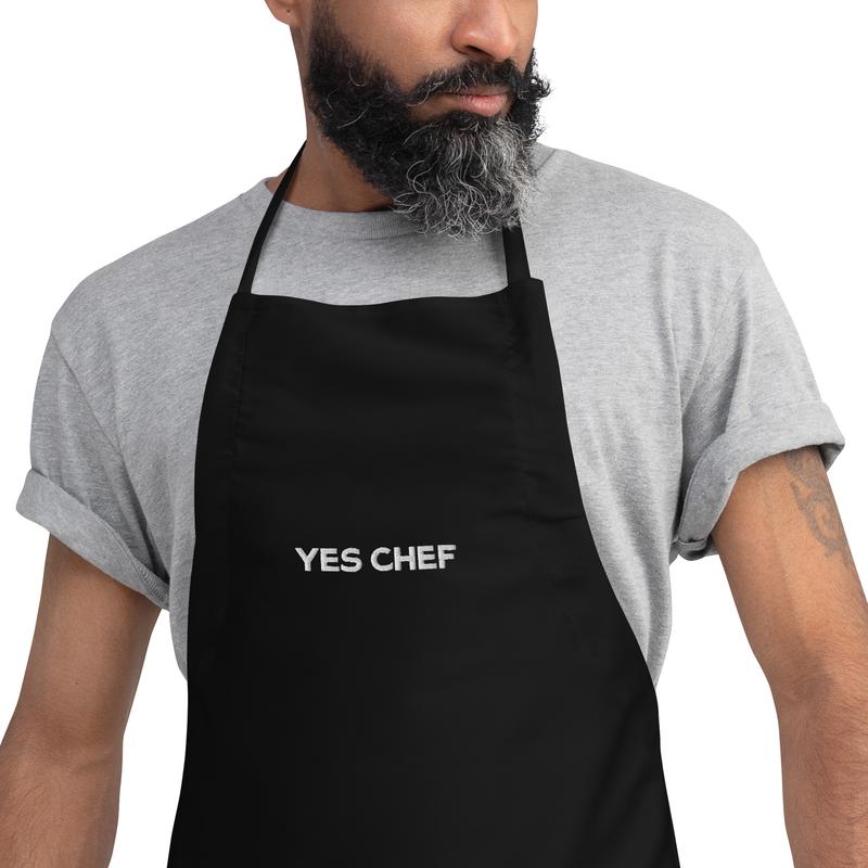 Yes Chef Embroidered Apron in Black | The Bear FX with Two Front Pockets for your Kitchen Accessory Adjustable Cotton Stylish and Trendy Apron | The Bear Season 3