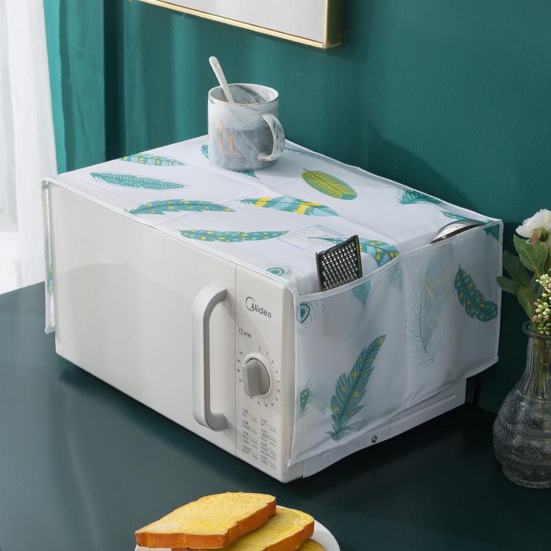 Microwave Oven Cover, Foldable Microwave Waterproof Cover with Pocket, Household Dustproof Microwave Cover for Home Kitchen