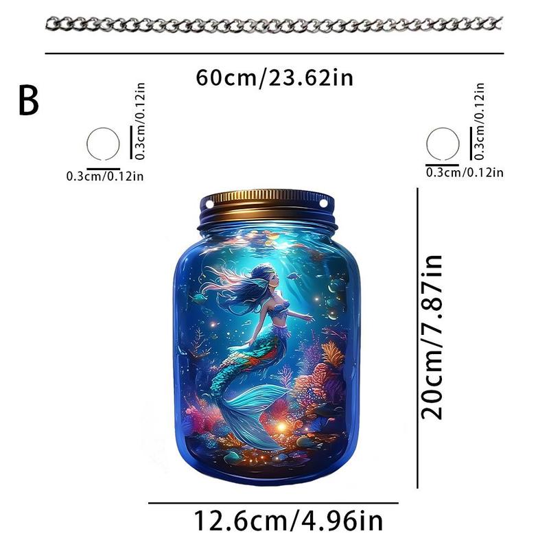 Mermaid Elf Dolphin Pattern Hanging Ornament, 1 Count 4 Counts Colorful Acrylic Hanging Decor with Chain, Hanging Decor for Home Living Room Bedroom