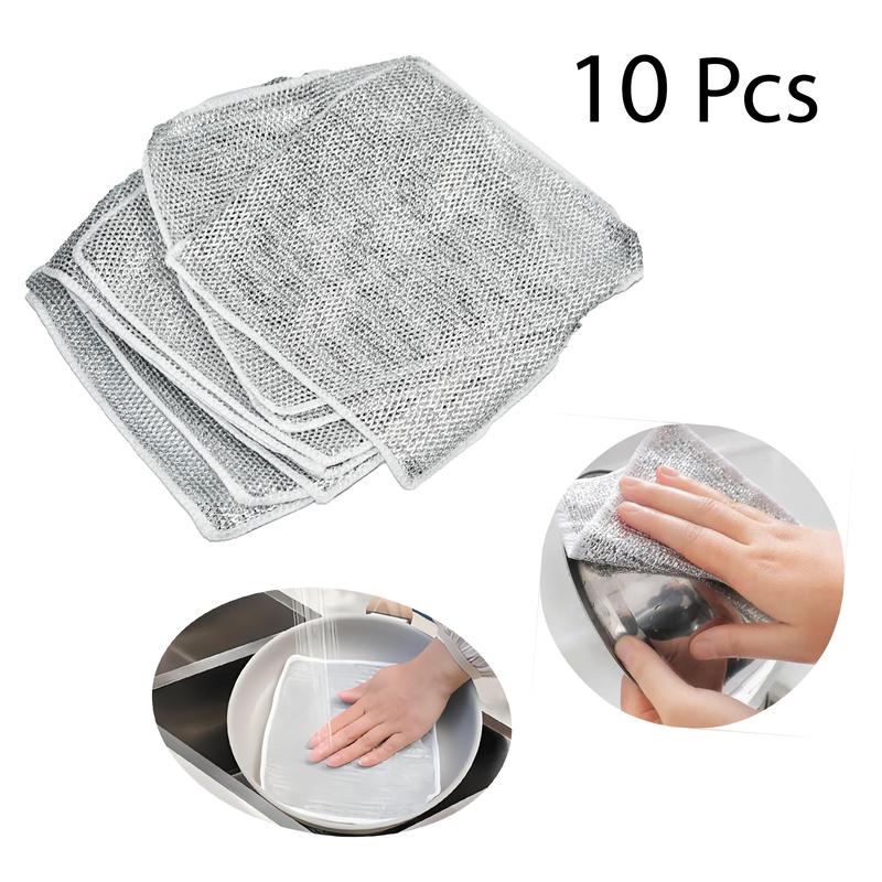 10 Counts Dishwashing Rags，Multipurpose Non-Scratch Wire Dishcloths for Kitchen Cleaning，Wet and Dry Use, Reusable Wire Cleaning Cloths for Kitchen, Sinks, Pots, and Pans