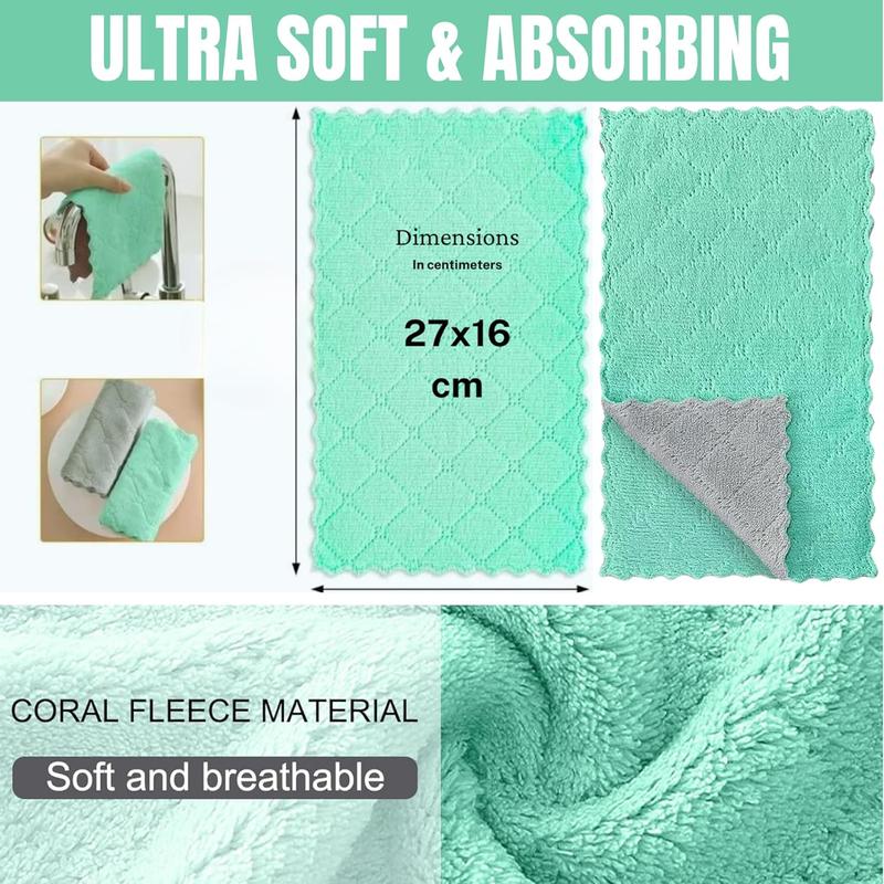 24 Pack Microfiber Kitchen Towels, Dish Cloths, Cleaning Rags, Kitchen Cleaning Towels, Ultra Soft Absorbent Fleece Hand Smooth Velvet Household Wipe