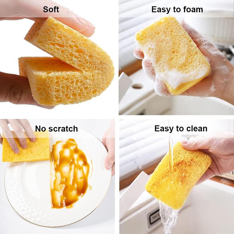 Cleaning Scrub Sponge- Compressed Cellulose Sponges Non-Scratch Natural Sponge for Kitchen Bathroom Cars, Funny Cut-Outs DIY