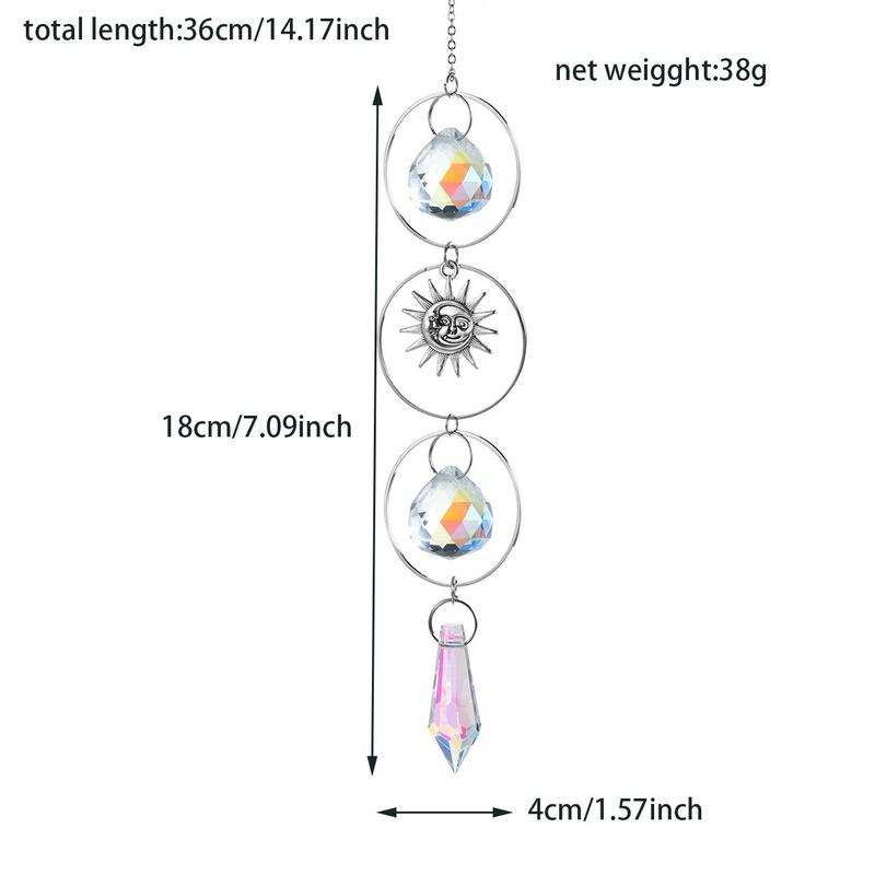 Artificial Crystal Wind Chime, Star & Moon & Planet & Sun Design Hanging Decoration, Hanging Ornament for Home Garden Party, Home Decor