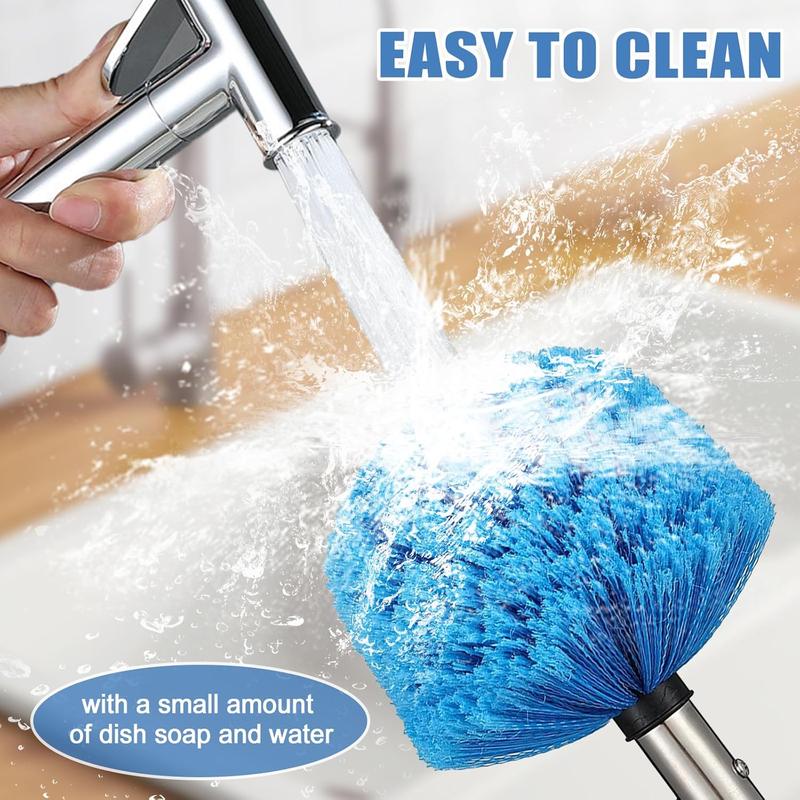 Cobweb Duster with Extension Pole, 8 FT Stiff Bristles Duster Head with Adjustable Stainless Steel Handle, Lightweight High Ceiling Brush Cleaner for Outdoor Indoor