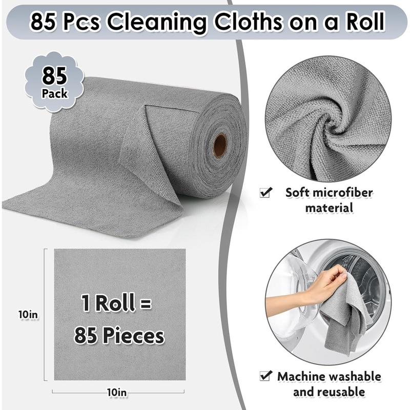 85 Pack Reusable  Away Microfiber Cleaning Cloth Roll, 10