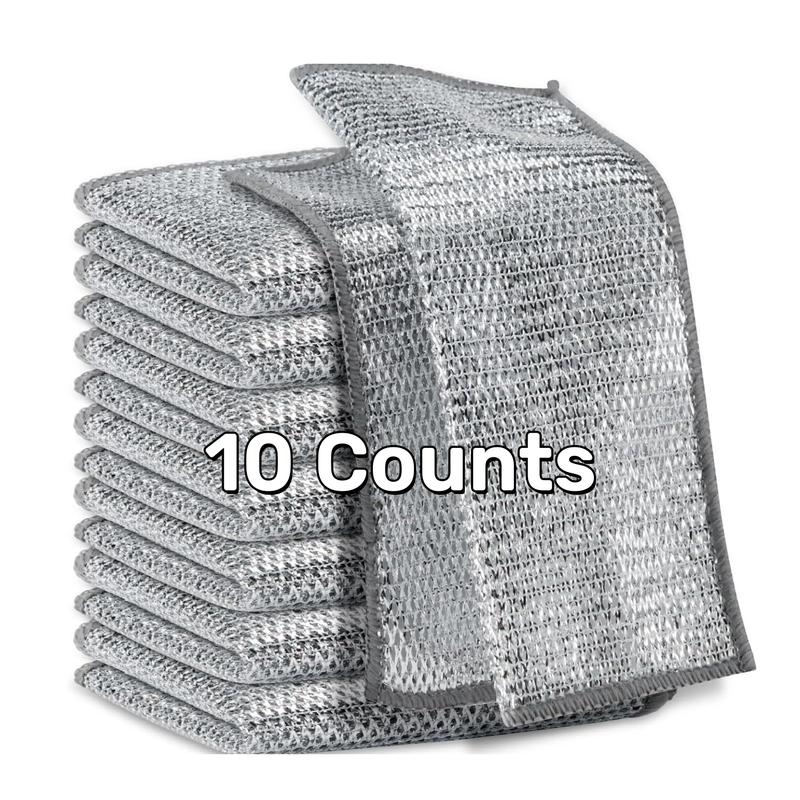 10 Counts Dishwashing Rags，Multipurpose Non-Scratch Wire Dishcloths for Kitchen Cleaning，Wet and Dry Use, Reusable Wire Cleaning Cloths for Kitchen, Sinks, Pots, and Pans