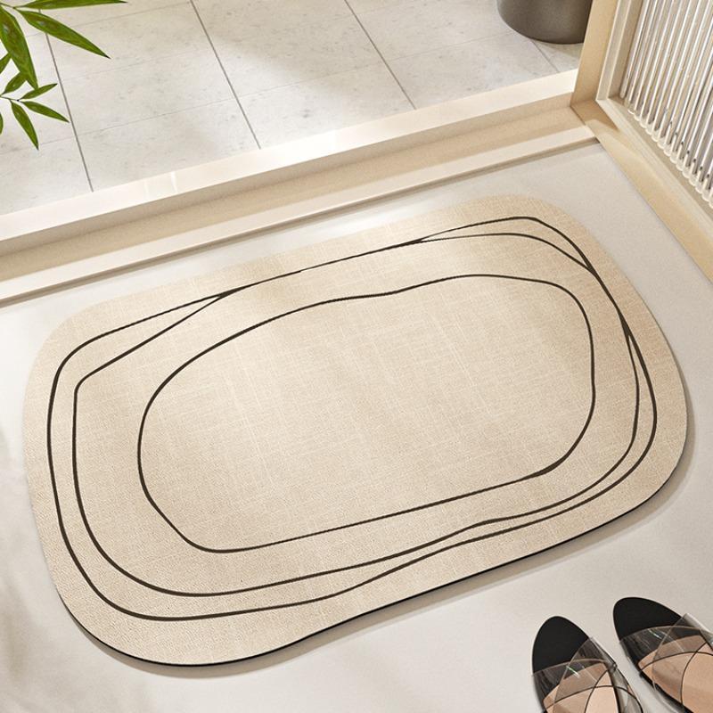 Oval Shaped Bathroom Mat, 1 Count Non-slip Water Absorbent Bathroom Rug, Easy To Clean Mat for Bathroom Toilet Doorway Office