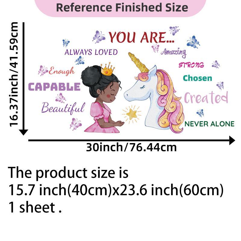 1 Set Cartoon Girl & Unicorn Pattern Wall Sticker, Slogan Graphic Creative Wall Decal, Wall Decorative Tiles Sticker for Home Bedroom Decoration, Cool Bedroom Accessories, Home Essentials