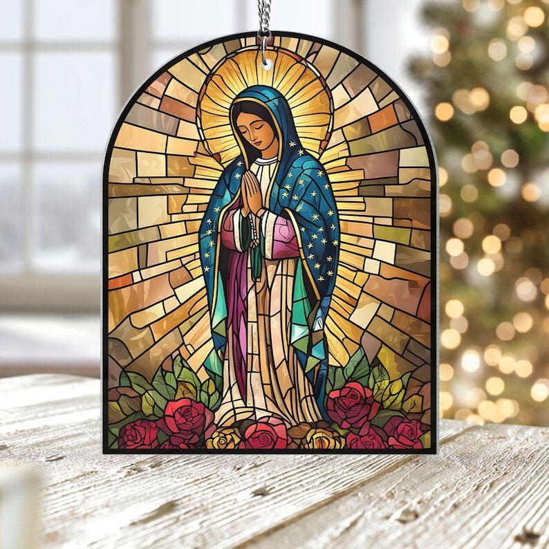 Our Lady of Guadalupe Window Hanging, Religious Home Decor, Virgin Mary Wall Decor, Christian Gift, Guadalupe Window Hanger, Mother of God