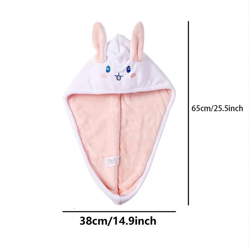 Cute Rabbit Design Hair Drying Towel, 1 Count Reusable Absorbent Hair Towel Wrap, Hair Drying Cap for Women & Girls