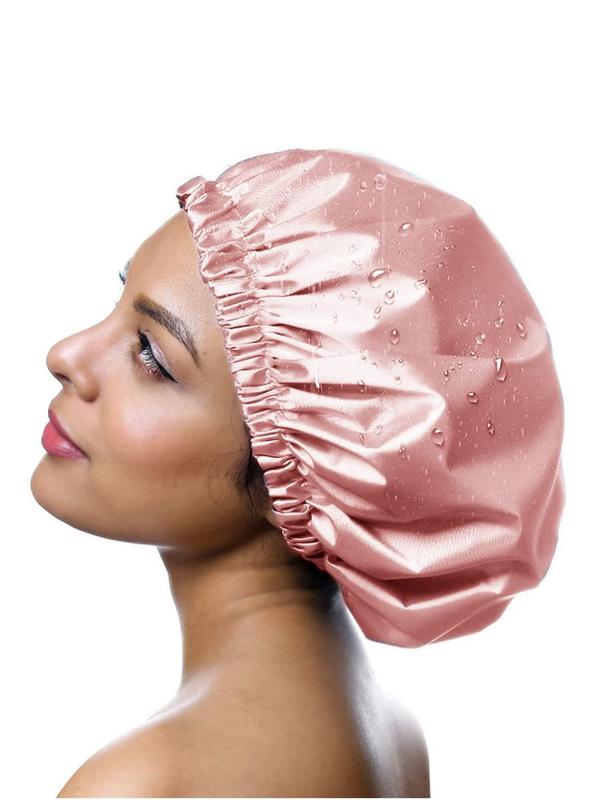 Solid Color Reusable Shower Cap, Waterproof Bathing Shower Cap, Sleeping Cap for Women, Fashion Accessories for Daily Use