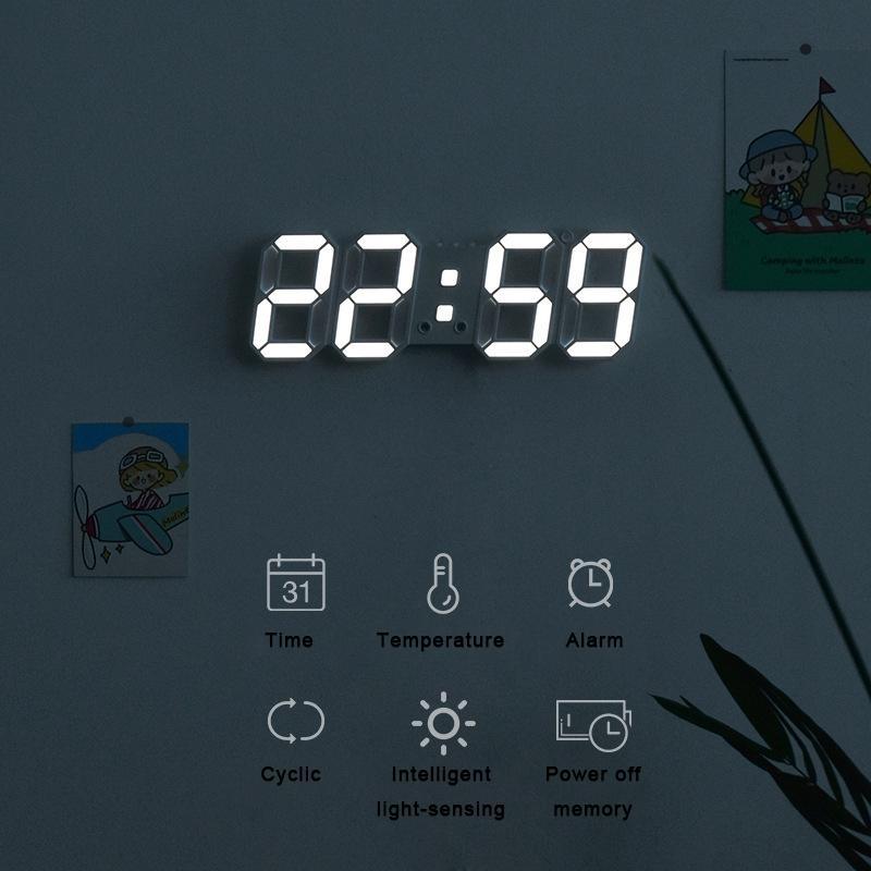 LED Digital Wall Clock, 1 Count USB Powered Desk Alarm Clock with 3 Display Modes, Fashion Night Light Decor Clock for Kitchen Bedroom Office