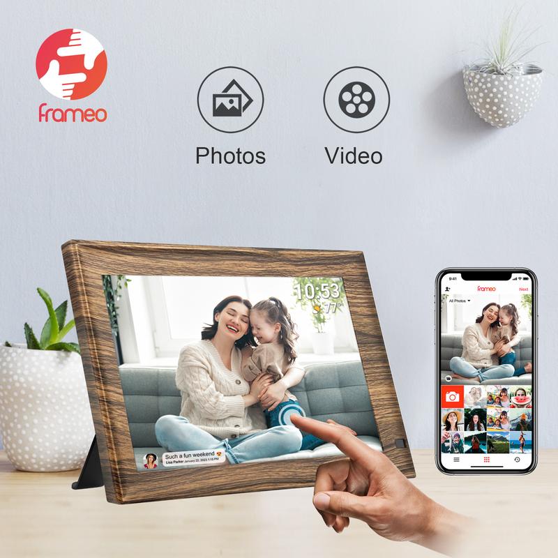 [Black Friday] Christmas Gift FRAMEO 10.1 Inch Smart WiFi Digital Photo Frame 1280x800 IPS LCD Touch Screen, Built-in 32GB, Auto-Rotate Portrait and Landscape, Share Moments Instantly via Frameo App from Anywhere