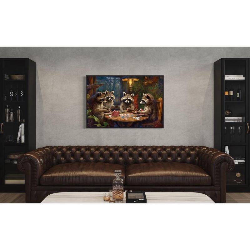 Raccoons Playing Poker - Game Room Wall Art Poker Room Decor Man Cave Unframed