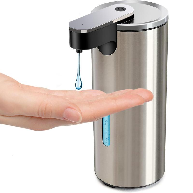 Stainless Automatic Soap Dispenser, 1 Count Battery Operated Electric Sensor Hand Free Liquid Soap Dispenser With 3 Adjustable Volume Control For Kitchen & Bathroom Countertop, Summer Gift