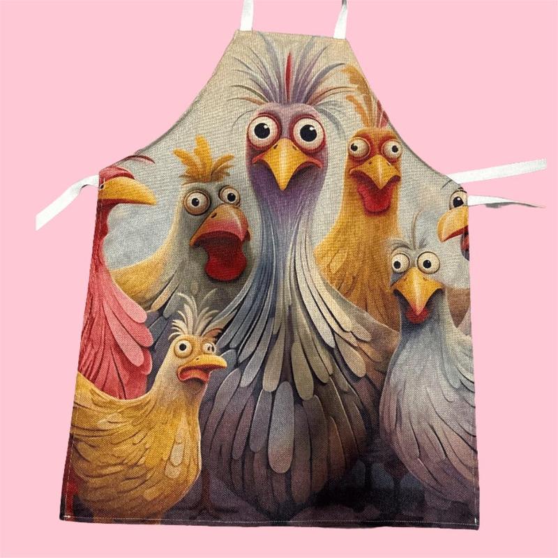 Chicken Lemon Pattern Apron, 1 Count Colorful Sleeveless Kitchen Apron, Easy Cleaning Apron for Home Cooking, Kitchen Wear, and Cooking Enthusiasts