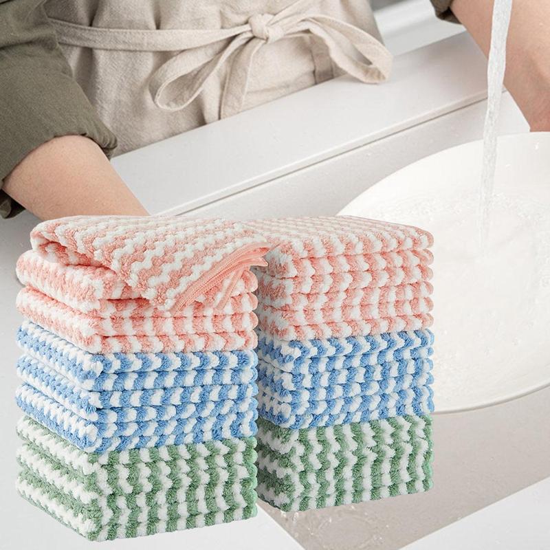 18pcs Soft Microfiber Kitchen Dishcloths Super Absorbent Quick-Drying Cleaning Cloth Lint-Free Streak-Free Kitchen Rags Reusable Household Cleaning Kitchen Towels