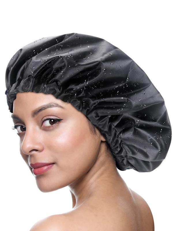 Solid Color Reusable Shower Cap, Waterproof Bathing Shower Cap, Sleeping Cap for Women, Fashion Accessories for Daily Use