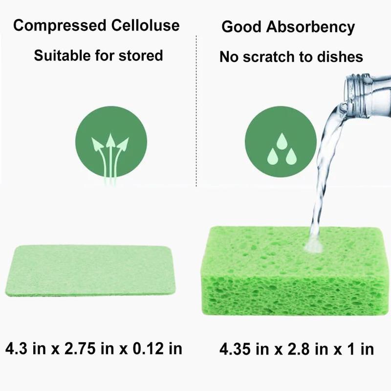 Cleaning Scrub Sponge- Compressed Cellulose Sponges Non-Scratch Natural Sponge for Kitchen Bathroom Cars, Funny Cut-Outs DIY