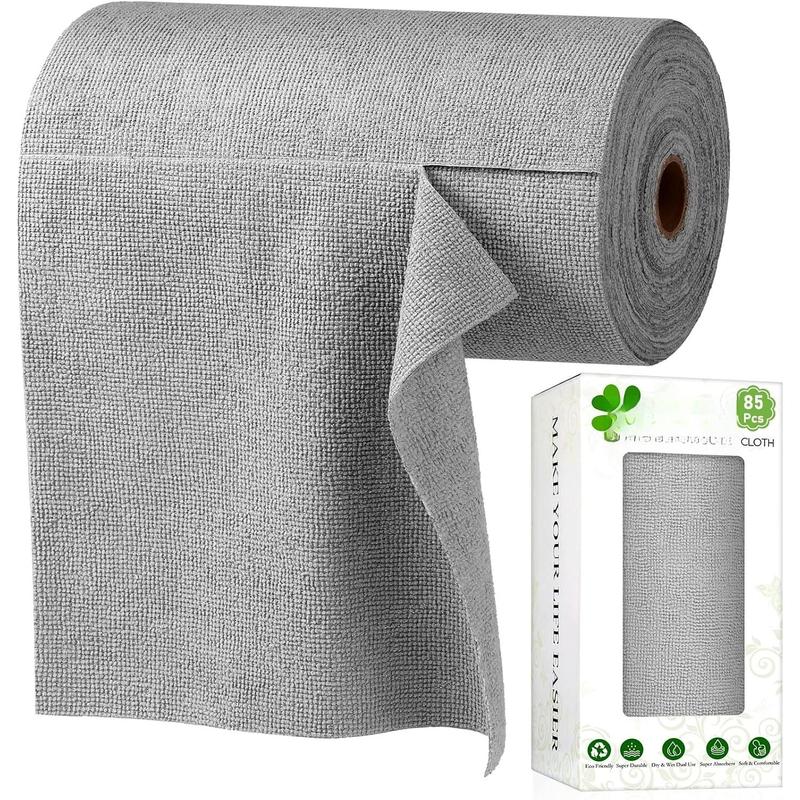 85 Pack Reusable  Away Microfiber Cleaning Cloth Roll, 10