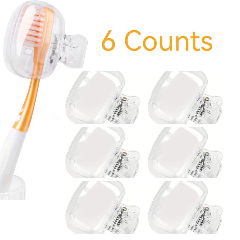 Clear Toothbrush Cover, 6 Counts Mini Toothbrush Protector, Toothbrush Travel Case, Toothbrush Head Cover, Portable Toothbrush Head Protector, without Toothbrush