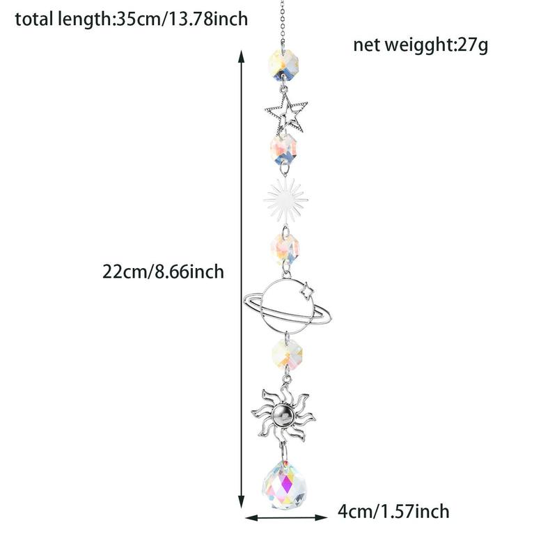 Artificial Crystal Wind Chime, Star & Moon & Planet & Sun Design Hanging Decoration, Hanging Ornament for Home Garden Party, Home Decor