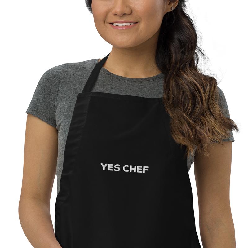 Yes Chef Embroidered Apron in Black | The Bear FX with Two Front Pockets for your Kitchen Accessory Adjustable Cotton Stylish and Trendy Apron | The Bear Season 3