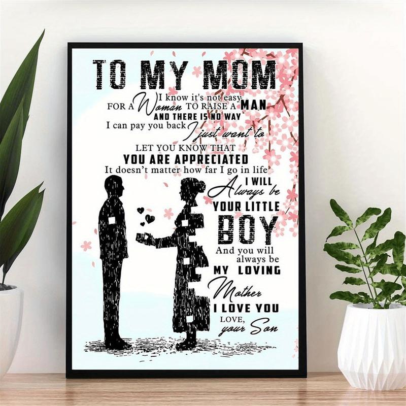 Unframed To My Mom From Your Little Boy Poster Printed Painting, Inspirational Quote Son To Mom Wall Art Picture, Ideal Gift for Hanging Decor, Any Occasions, Mother's Day