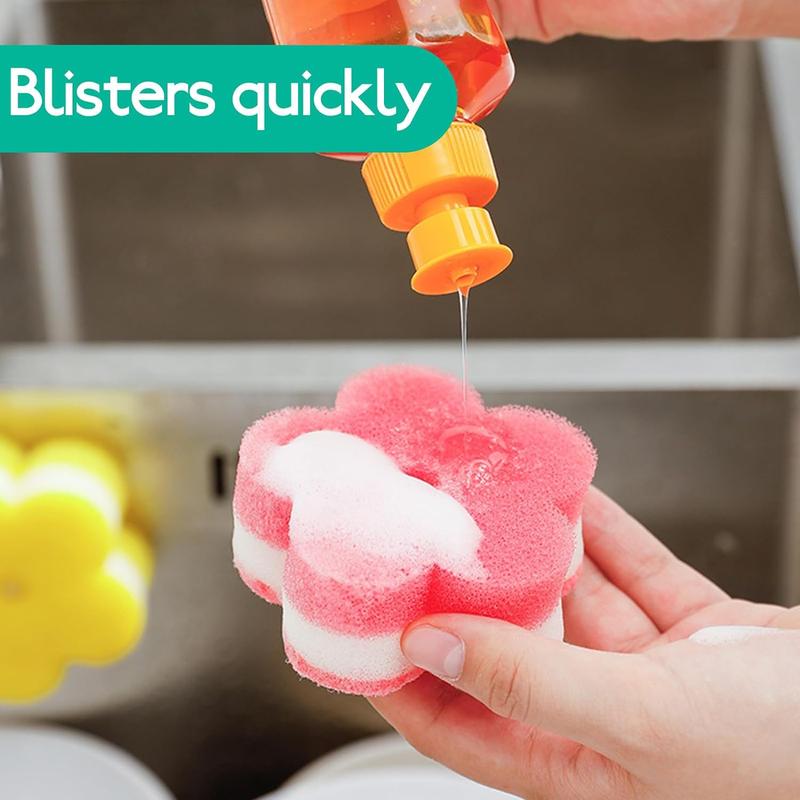 Flower Shaped Dish Cleaning Sponge, 24pcs set Scratch Resistant Kitchen Sponges for Washing Dishes, Household Cleaning Sponge for Pan & Pot, Cleaning Supplies