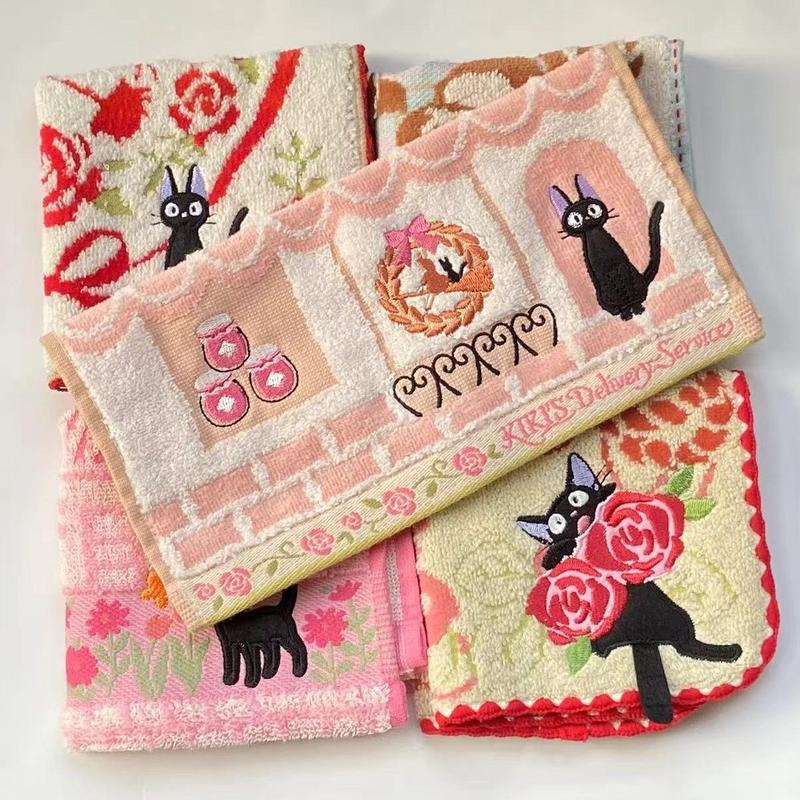 Beautiful Jiji Cat Hand Towel for Home Decor Bathroom as Gift for Anime Cat Lovers tiny  towel