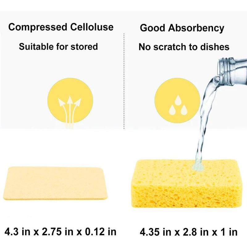 Cleaning Scrub Sponge- Compressed Cellulose Sponges Non-Scratch Natural Sponge for Kitchen Bathroom Cars, Funny Cut-Outs DIY