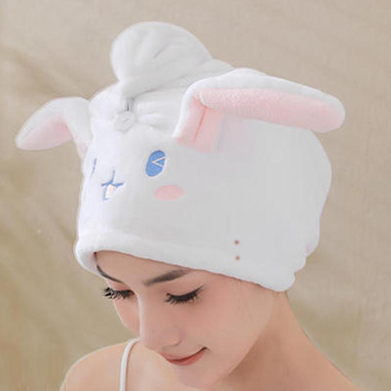 Cute Rabbit Design Hair Drying Towel, 1 Count Reusable Absorbent Hair Towel Wrap, Hair Drying Cap for Women & Girls